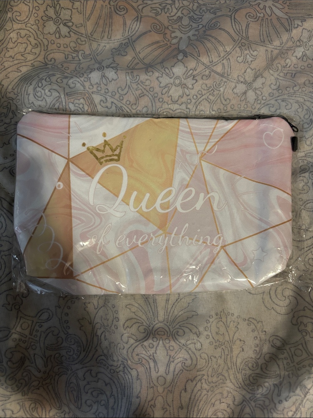 Queen of Everything Pink & Gold Cosmetic Bag